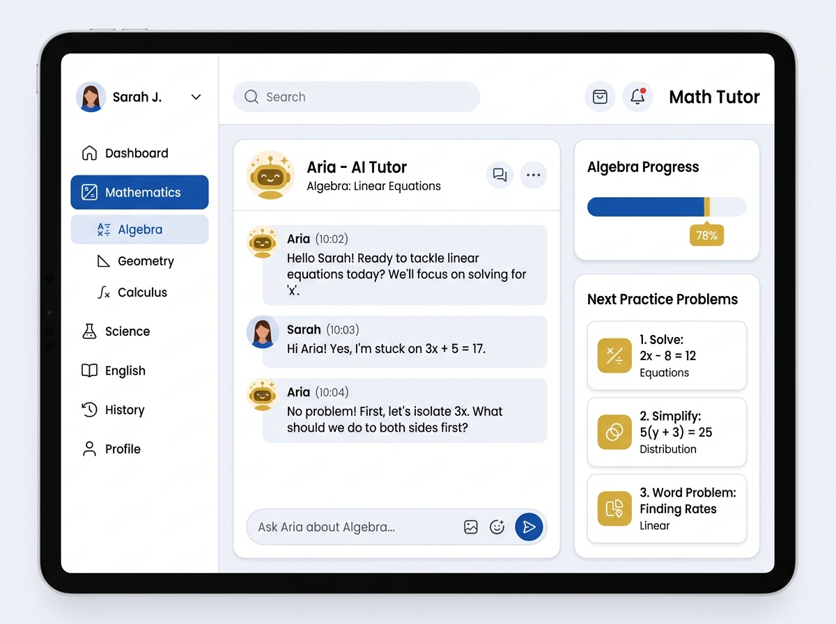 Mother's Topper AI Learning Interface Mockup